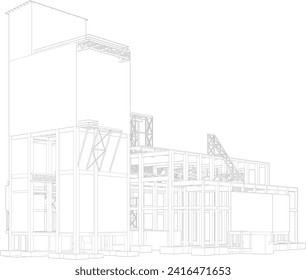 3D illustration of industrial project