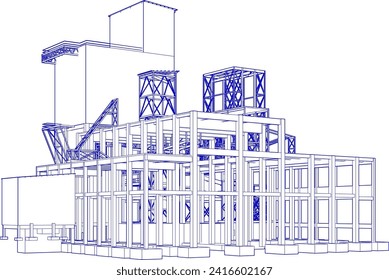 3D illustration of industrial project