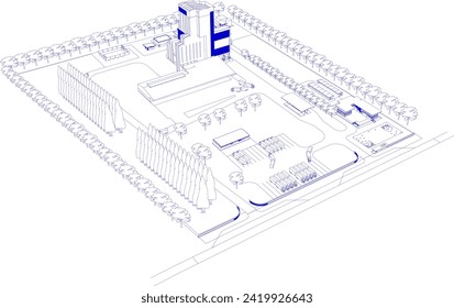 3D illustration of industrial project