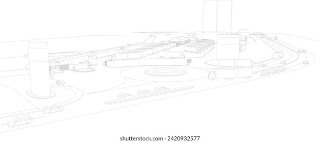 3D illustration of industrial project