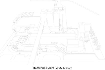 3D illustration of industrial project