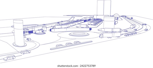 3D illustration of industrial project