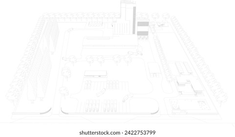 3D illustration of industrial project