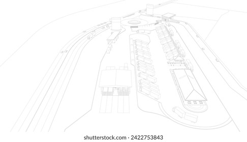 3D illustration of industrial project