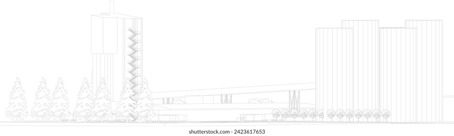 3D illustration of industrial project