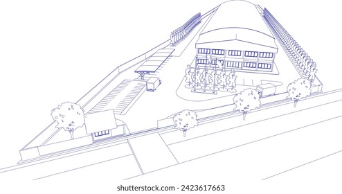 3D illustration of industrial project