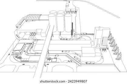 3D illustration of industrial project