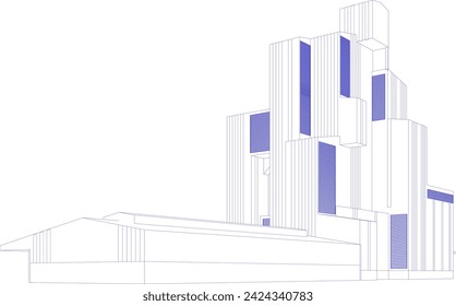 3D illustration of industrial project