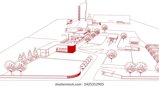 3D illustration of industrial project