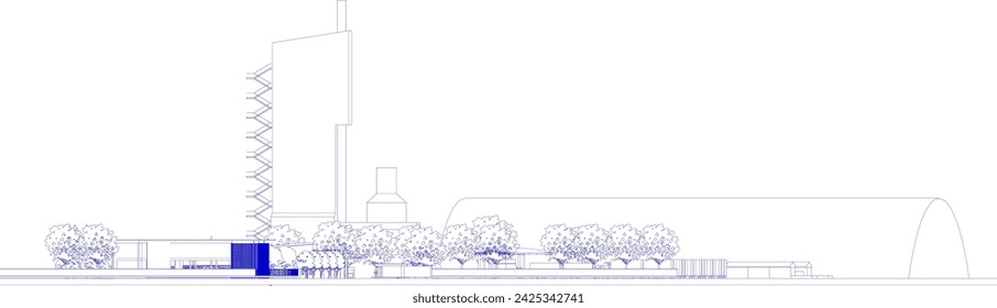 3D illustration of industrial project