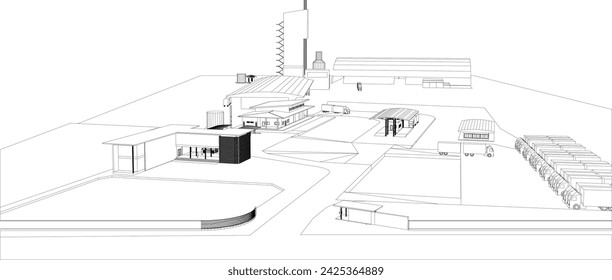 3D illustration of industrial project