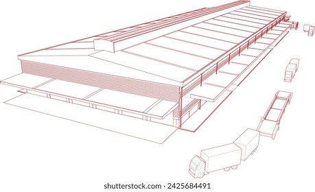 3D illustration of industrial project
