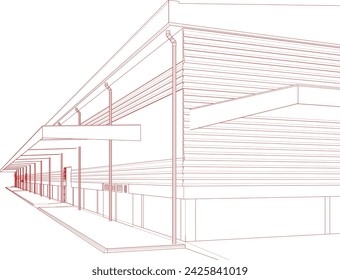 3D illustration of industrial project