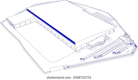 3D illustration of industrial project