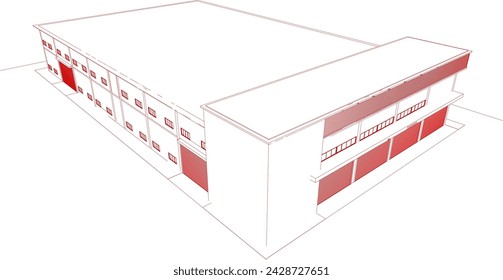 3D illustration of industrial project