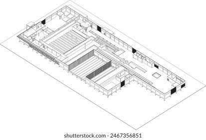 3D illustration of industrial project