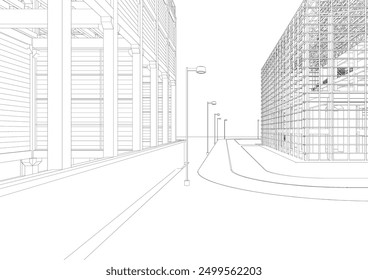 Ilustración 3D de proyecto industrial