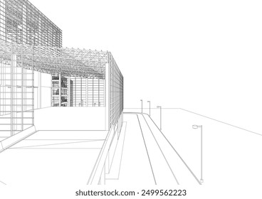 Ilustración 3D de proyecto industrial