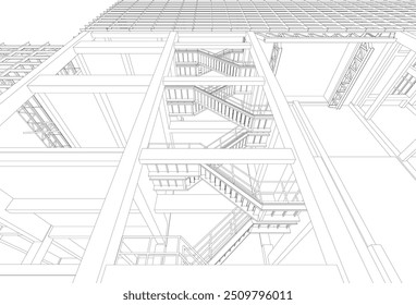 Ilustración 3D de proyecto industrial