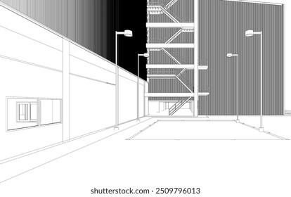 Ilustração 3D de projeto industrial