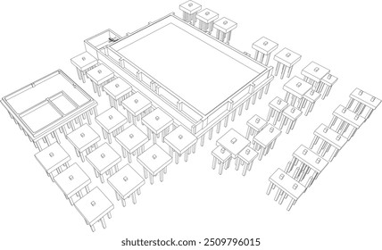 Ilustração 3D de projeto industrial