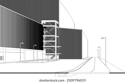3D illustration of industrial project