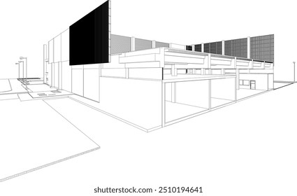 Ilustração 3D de projeto industrial