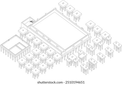 Ilustração 3D de projeto industrial