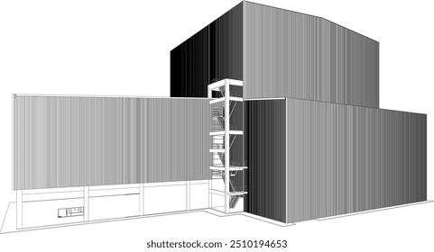 3D illustration of industrial project