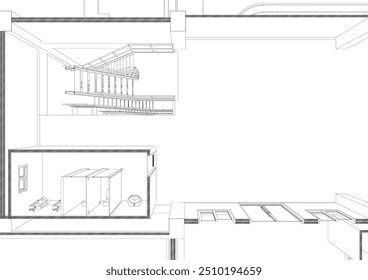 Ilustração 3D de projeto industrial