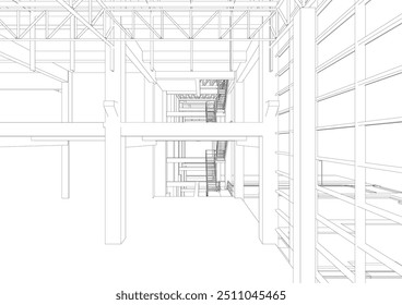 3D illustration of industrial project
