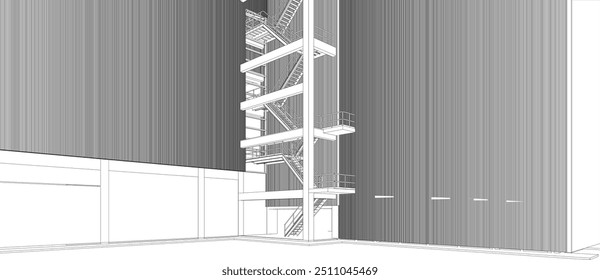 Ilustración 3D de proyecto industrial