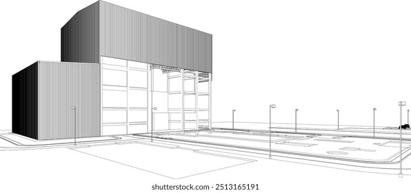 3D illustration of industrial project