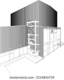 Ilustração 3D de projeto industrial