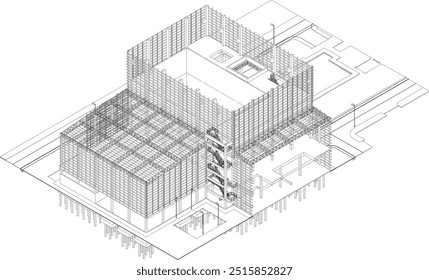 Ilustración 3D de proyecto industrial