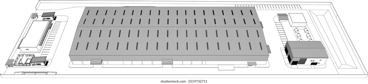 Ilustração 3D de projeto industrial