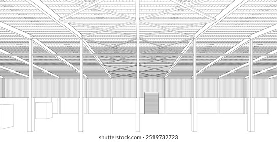 Ilustração 3D de projeto industrial