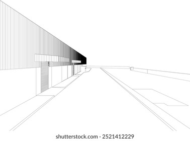 Ilustração 3D de projeto industrial