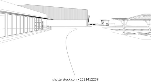 Ilustración 3D de proyecto industrial