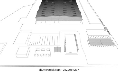 3D illustration of industrial project