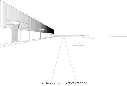 Ilustração 3D de projeto industrial