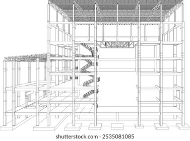 Ilustración 3D de proyecto industrial