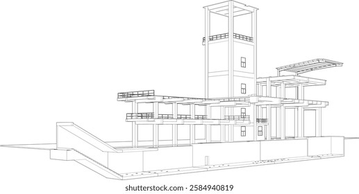 3D illustration of industrial project