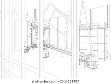3D illustration of industrial project