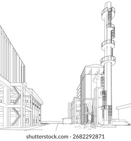 3D illustration of industrial project