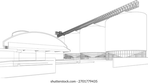 Ilustración 3D de proyecto industrial