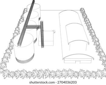 3D illustration of industrial project