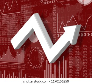 3d illustration inflation and deflation graph