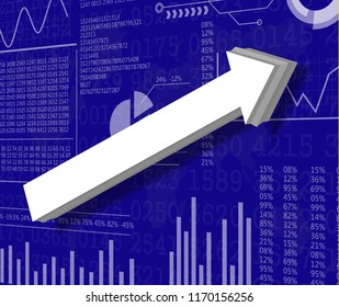 3d illustration inflation and deflation graph