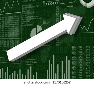 3d illustration inflation and deflation graph